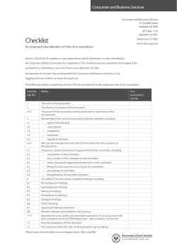 Association Checklist - Consumer and Business Services