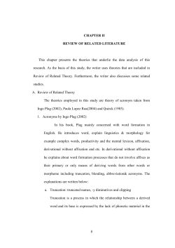 8 CHAPTER II REVIEW OF RELATED LITERATURE This chapter