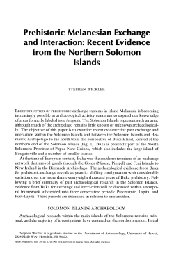 Prehistoric Melanesian Exchange and Interaction: Recent Evidence
