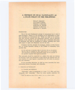 a critique `on dual nationality as a state policy in the philippines