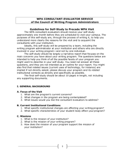 Guidelines for Self-Study to Precede WPA Visit WPA CONSULTANT