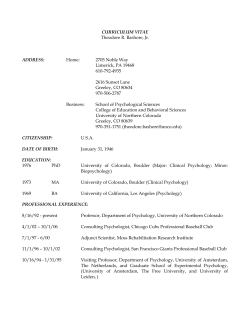 Curriculum Vitae - University of Northern Colorado