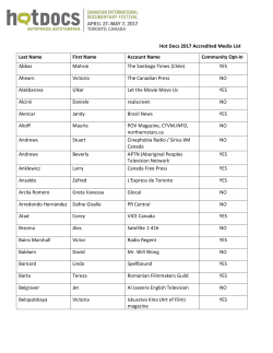 Hot Docs 2017 Accredited Media List Last Name First Name