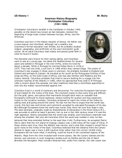 Columbus Biography - North Plainfield School District