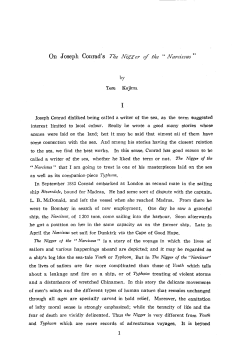 On Joseph Conrad`s The Nigger of the " Narcissus " by Toru Kojima
