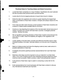 1. Locate East Asian companies on a map of Indiana. Hypothesize