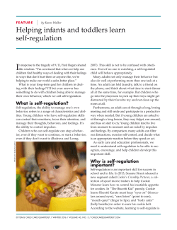 Helping infants and toddlers learn self-regulation