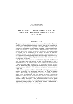 THE MANIFESTATION OF GENERICITY IN THE TENSE ASPECT