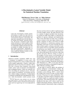 A Discriminative Latent Variable Model for Statistical Machine