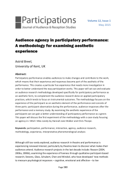 Audience agency in participatory performance: A