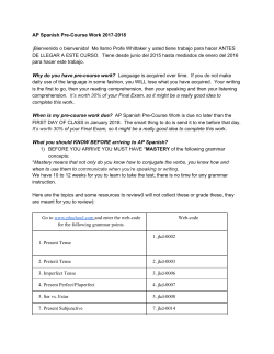 AP Spanish Pre-Course Work 2017-2018 &iexcl;Bienvenido o bienvenida