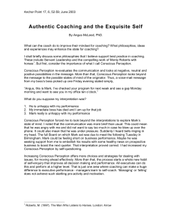 Authentic Coaching and the Exquisite Self