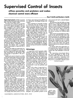 Supervised Control of Insects utilizes parasites and predators and