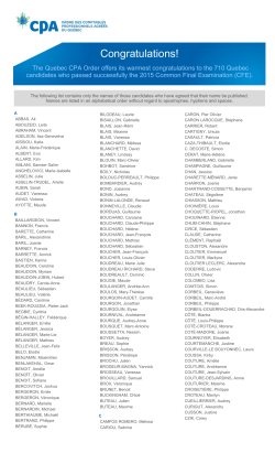 Successful candidates at the 2015 CFE