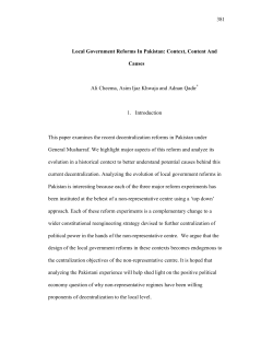 Local Government Reforms in Pakistan: Context, Content and Causes