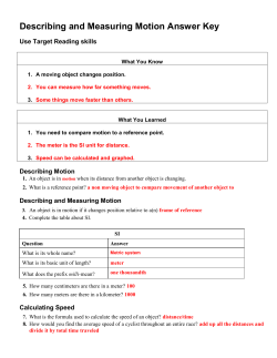 Describing and Measuring Motion Answer Key