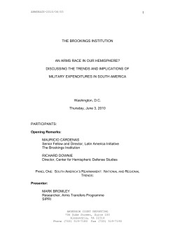 1 THE BROOKINGS INSTITUTION AN ARMS RACE IN OUR