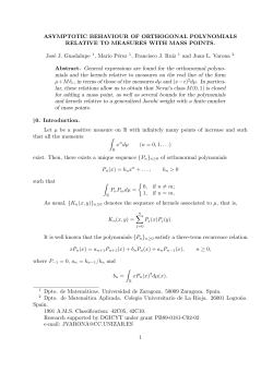 ASYMPTOTIC BEHAVIOUR OF ORTHOGONAL
