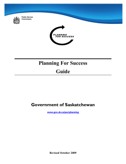 Planning For Success Guide - Government of Saskatchewan