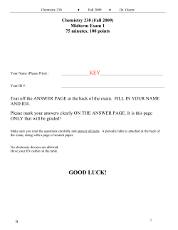 CHE230 Exam 1 Fall2009BKEY