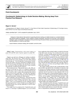 Point-Counterpoint Counterpoint: Epidemiology to Guide Decision