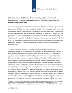 Letter of 28 January 2015 from the Minister of Foreign Affairs to the