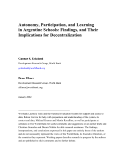 Autonomy, Participation, and Learning in Argentine Schools