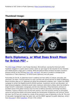 Boris Diplomacy, or What Does Brexit Mean for British PD?