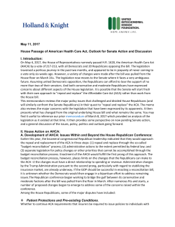 May 11, 2017 House Passage of American Health Care Act, Outlook