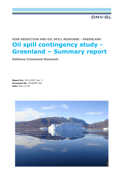 Oil spill contingency study - Greenland &ndash; Summary report