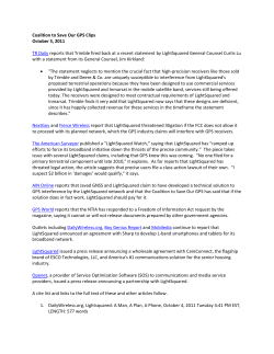 Coalition to Save Our GPS Clips October 5, 2011 TR Daily reports