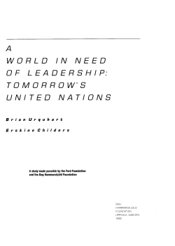 A WORLD IN NEED OF LEADERSHIP: TOMORROW`S UNITED