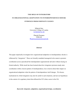 THE ROLE OF INTEGRATORS IN ORGANIZATIONAL ADAPTATION