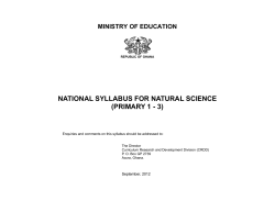NATIONAL SYLLABUS FOR NATURAL SCIENCE (PRIMARY 1