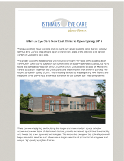 Isthmus Eye Care New East Clinic to Open Spring 2017