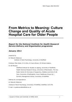 From Metrics to Meaning: Culture Change and Quality of Acute