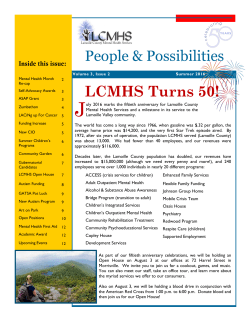 2016 Summer Newsletter - Lamoille County Mental Health Services