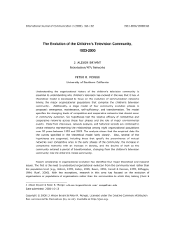 The Evolution of the Children`s Television Community, 1953-2003
