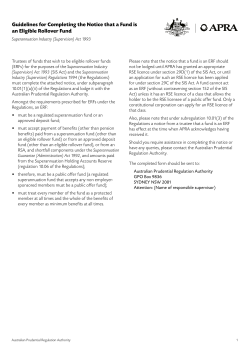 Eligible Rollover Fund Notice - Australian Prudential Regulation