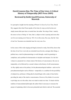 David Couzens Hoy, The Time of Our Lives: A