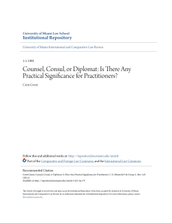Counsel, Consul, or Diplomat - University of Miami School of Law
