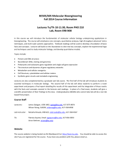 ENG BE 605 Molecular Bioengineering