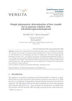 Simple photometric determination of free cyanide ion in aqueous