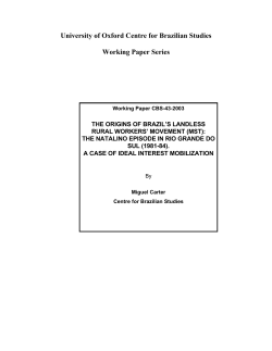 University of Oxford Centre for Brazilian Studies Working Paper Series