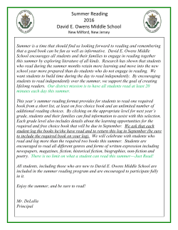 Summer Reading - New Milford School District