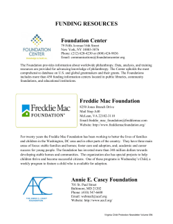 FUNDING RESOURCES Foundation Center Freddie Mac