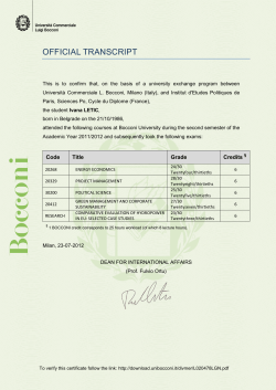official transcript - Universit&agrave; Bocconi