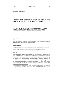method for determination of the static friction factor in