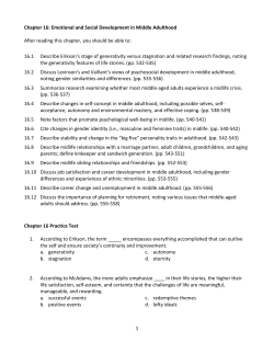 Chapter 16: Emotional and Social Development in Middle