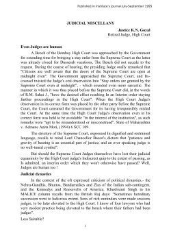 JUDICIAL MISCELLANY Justice K.N. Goyal Retired Judge, High